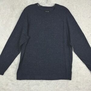 Porter Ash Mens Sweater Blue Navy Heather‎ Raglan Long Sleeve Crew Neck Knit L